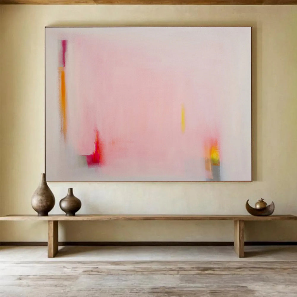 Soft Pink Minimalist Abstract Painting On Canvas DKS024