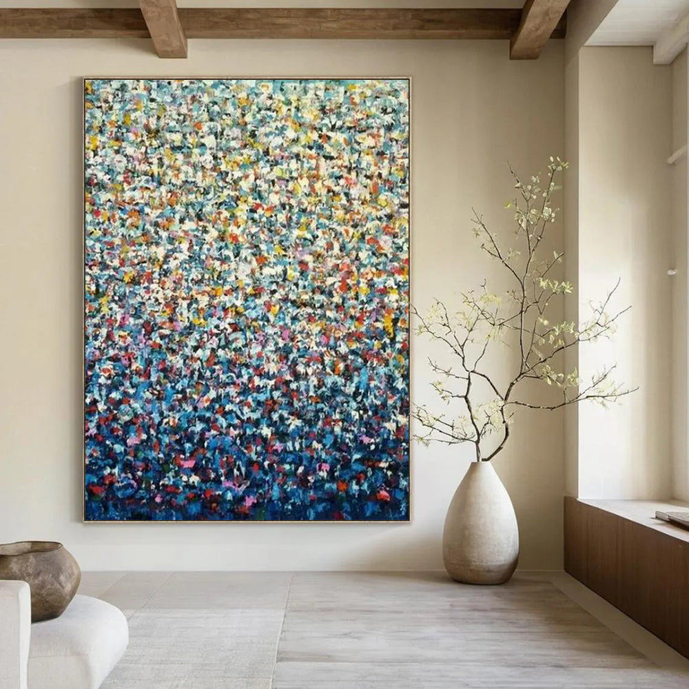 “Colorful Crowd” - Pointillist Figurative Painting On Canvas PT2344