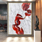 “Red - Blue - White Abstract Flowing Ribbons” - Graceful Abstract Painting On Canvas PS0307