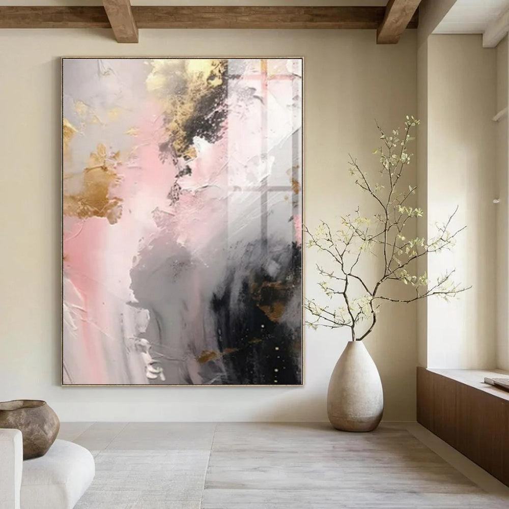 Blush and Gold Dreamscape - Soft - Textured Abstract Painting On Canvas PS1245