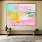 “Pastel - Hued Abstract Web” - Colorful Abstract Painting On Canvas DKS501