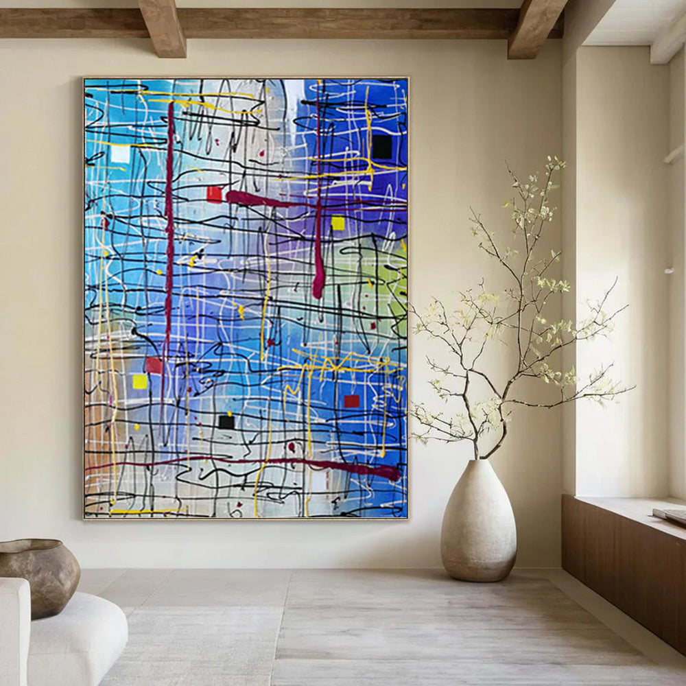 “Color - Streaked Abstract” - Abstract, Energetic - Styled Painting On Canvas PT1583