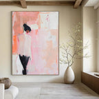 “Abstract Pink and Orange Figure” - Abstract Figurative Painting On Canvas PT1897