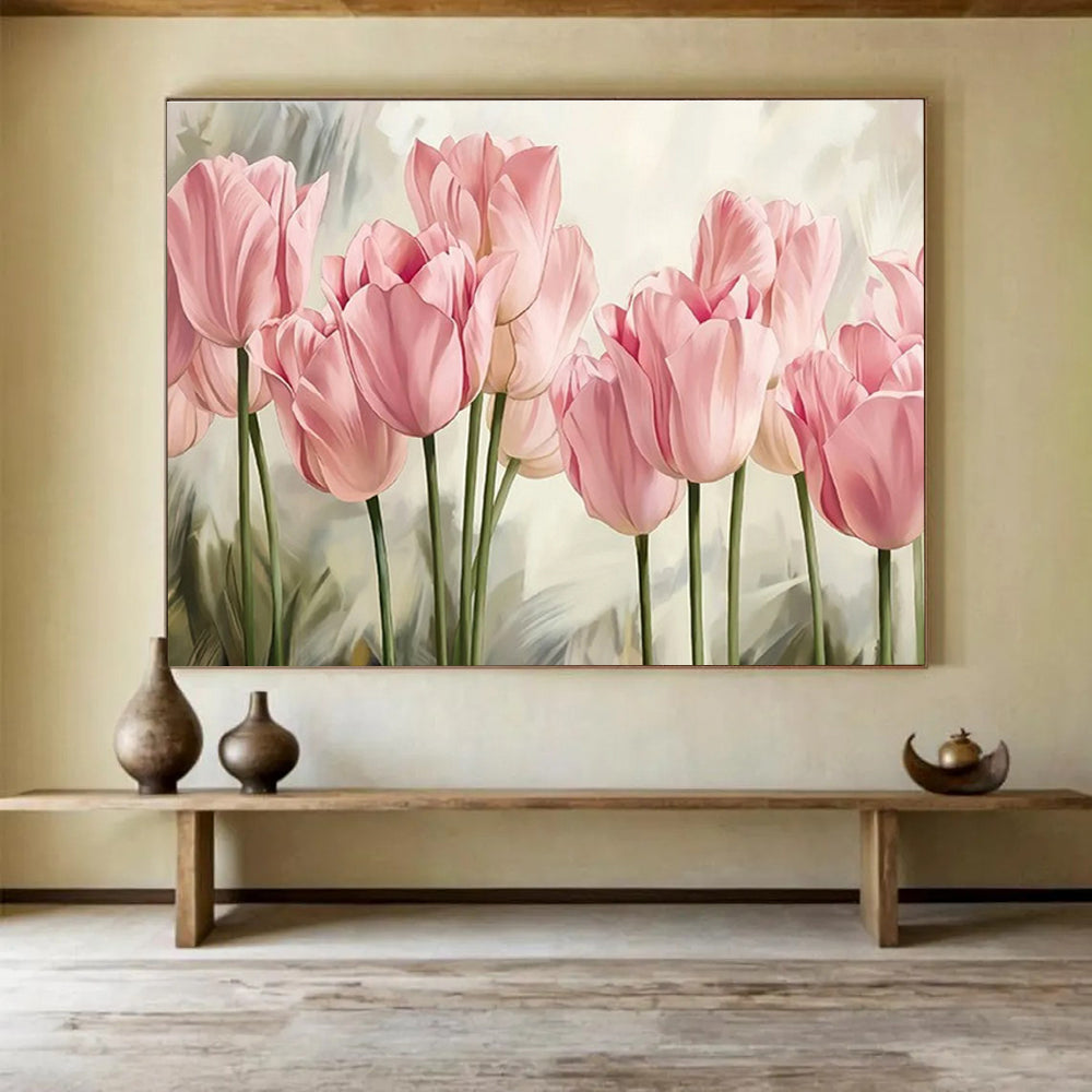“Pink Tulips” - Realistic Oil Painting On Canvas DKS898