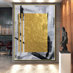 “Grey - Gold Abstract with Bold Brushstrokes” - Modern Abstract Painting On Canvas PS0292