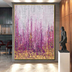 “Purple - Gold Abstract Meadow” - Nature - Inspired Abstract Painting On Canvas PS0064