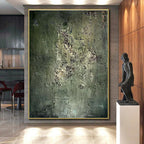 “Green - Gray Complexity” - Green, Gray, Blue Abstract Textured Painting On Canvas PS0633