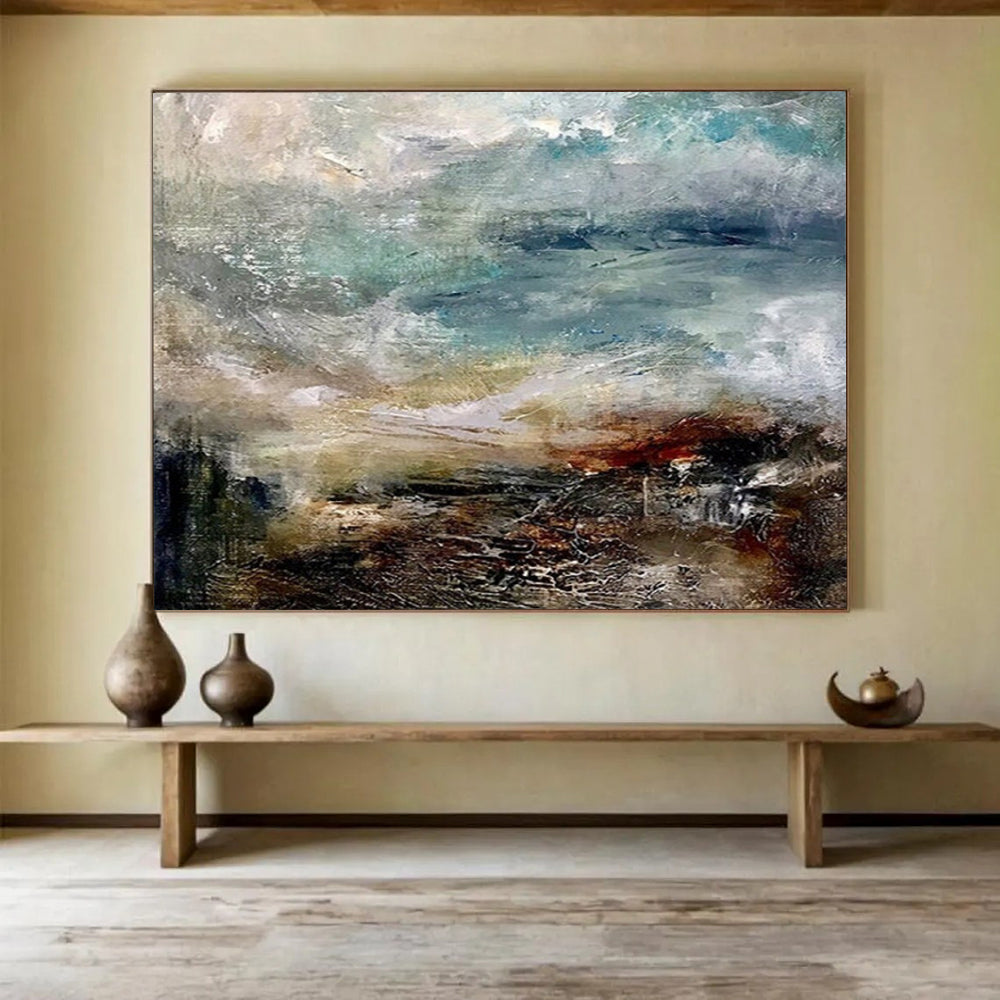 “Dynamic Abstract Impasto Seascape” - Textured Ocean Painting On Canvas PT015