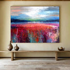 “Colorful Abstract Landscape” - Abstract, Expressionistic - Styled Painting On Canvas DKS010