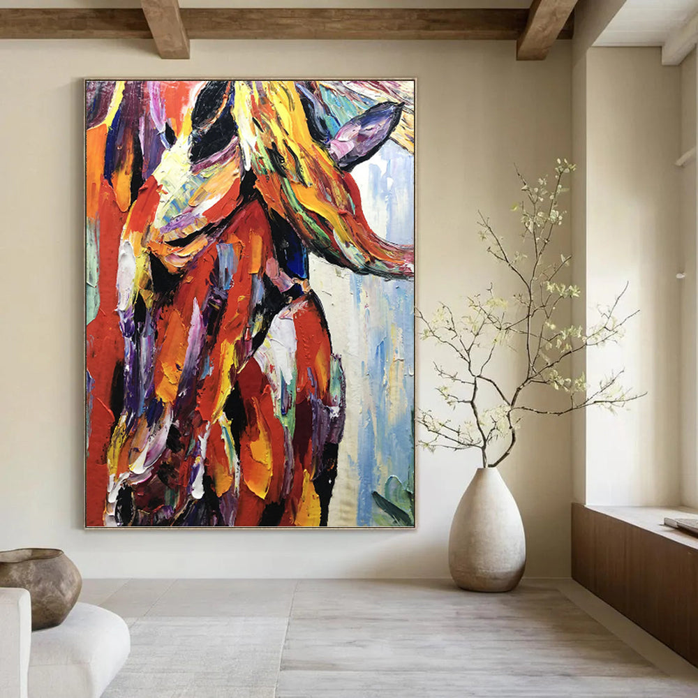 “Colorful Horse Portrait” - Expressionist Animal Painting On Canvas PT1272