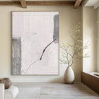 “White, Grey, and Curved Line” - Minimalist Line - Focused Painting On Canvas DS363