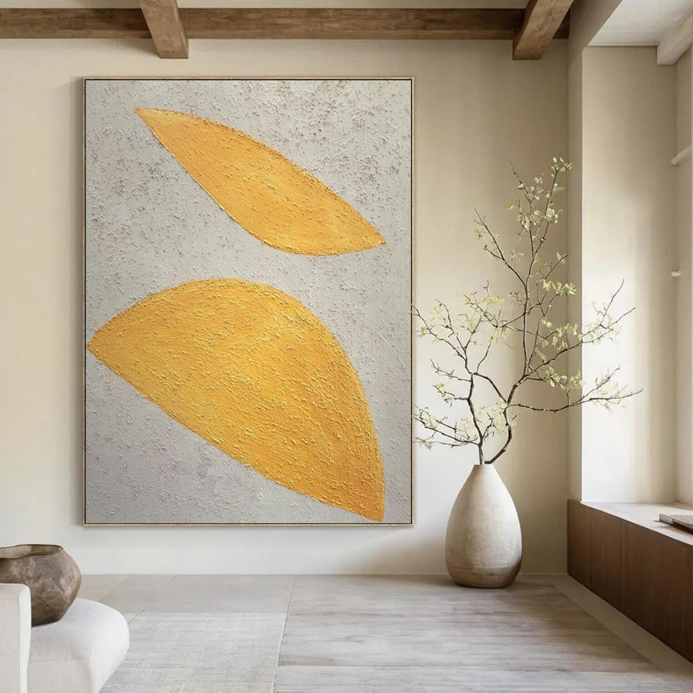 Yellow and White Textured, "Sunny Accents" – Textured Abstract Painting On Canvas PS0990
