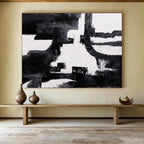 Black & White Abstract Composition Painting On Canvas DKS018