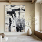 “Monochrome Abstract Layers” - Abstract, Layered - Styled Painting On Canvas PT1680