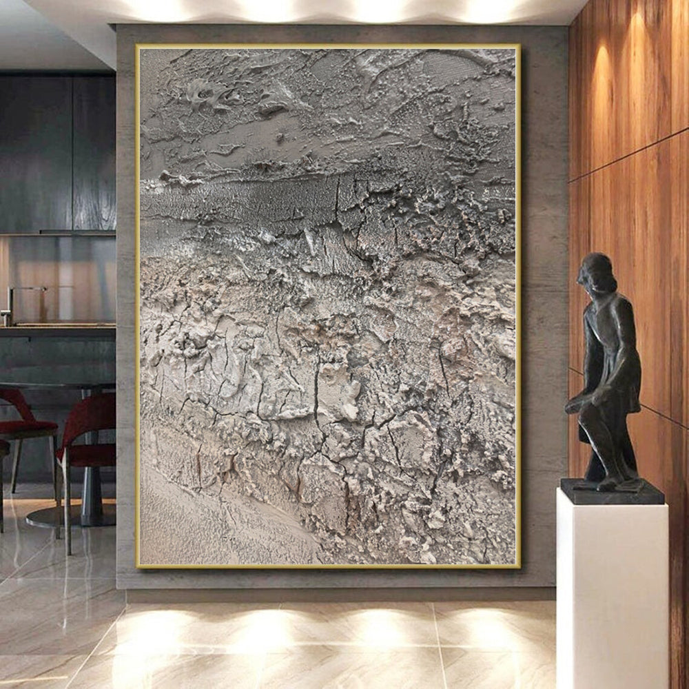 “Gray Textured Abstract” - Industrial Abstract Painting On Canvas PS0102