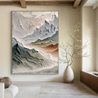 “Multi - colored Textured Mountain Abstract” - Landscape - inspired Relief Painting On Canvas PT0981