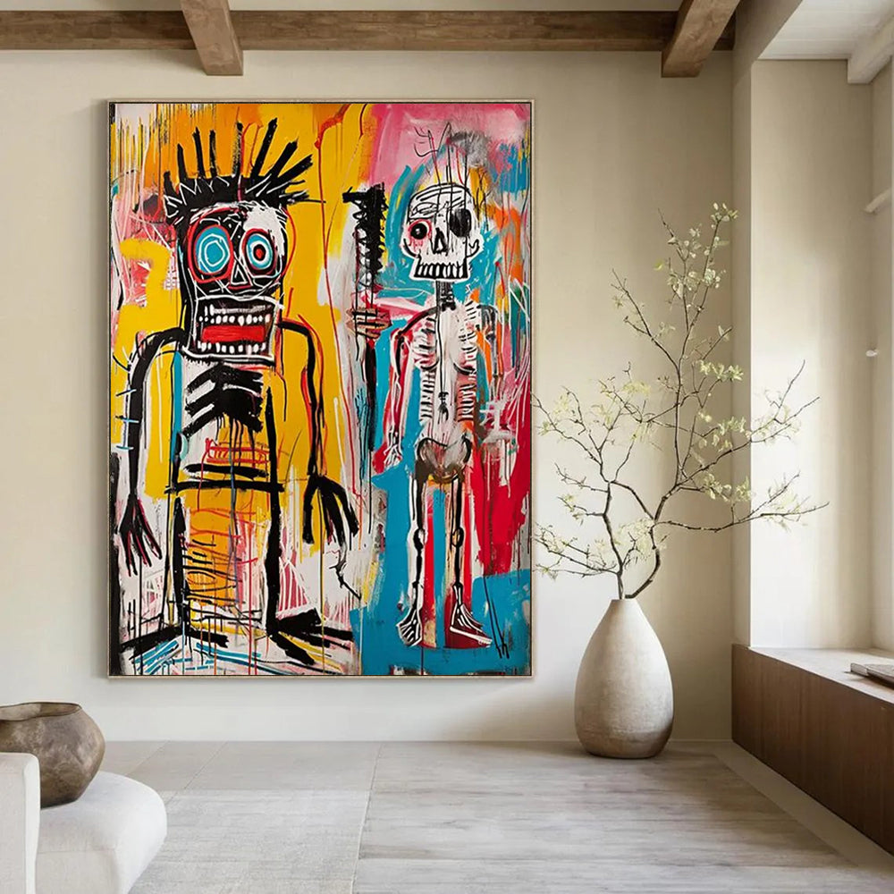 Basquiat - Style Figures Painting On Canvas DS099