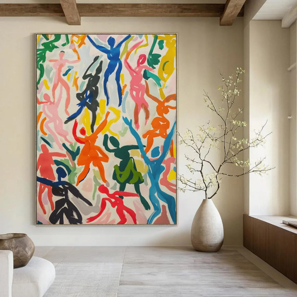 “Colorful Dancing Figures” - Fauvist Figurative Painting On Canvas PT2257