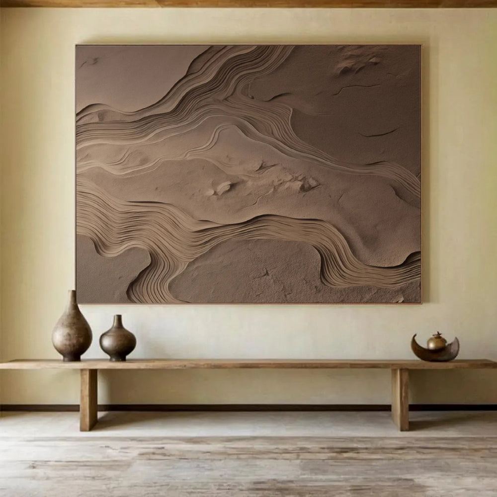 “Sandy Wave Textures” - Textured Abstract Sculpture - Like Painting On Canvas PT095