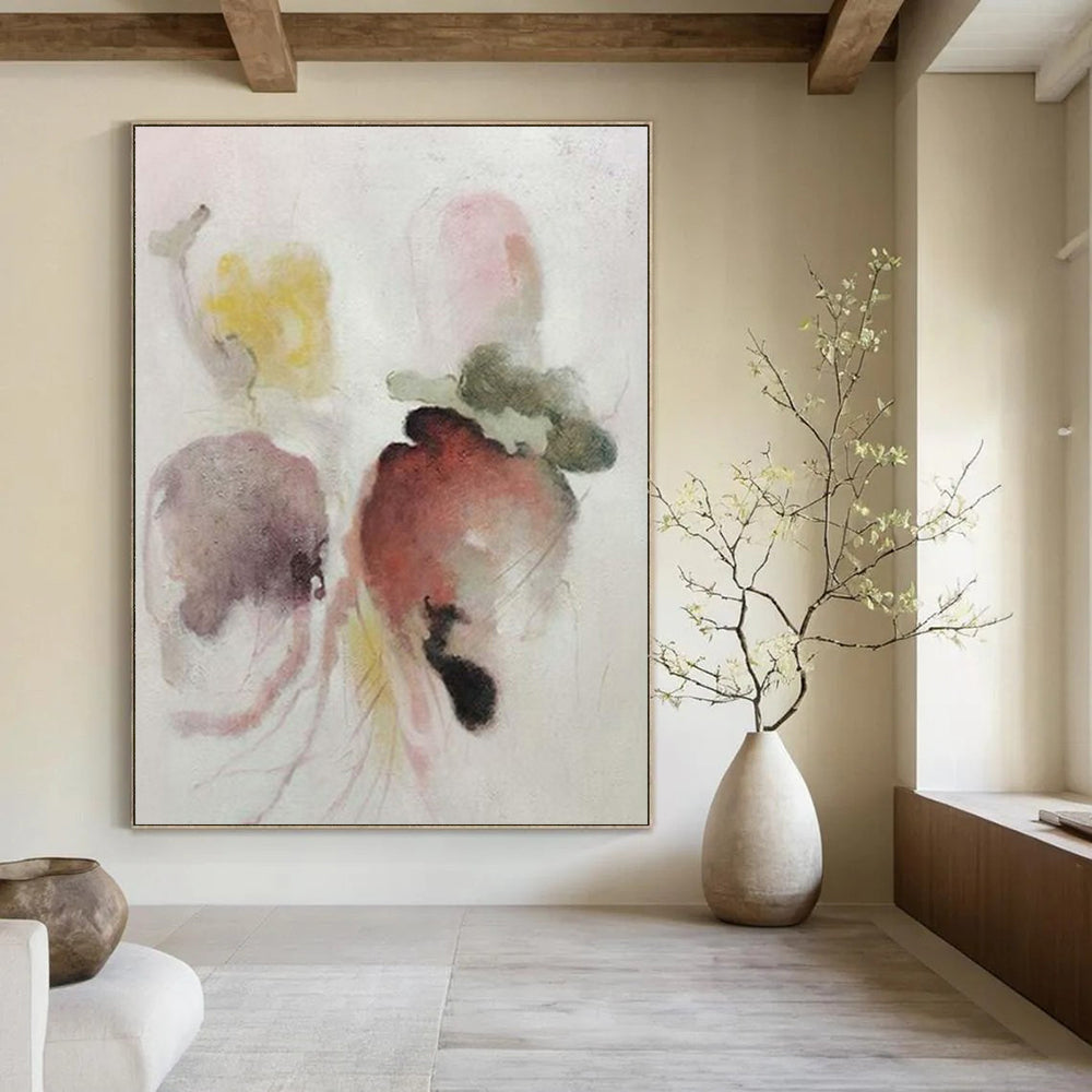 Softly Blended Vegetables in Pastel Hues "Ethereal Harvest" Watercolor Painting On Canvas PS1066