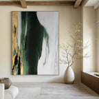 “Green - Grey - Gold Abstract Blend” - Abstract Expressionist Painting On Canvas PT1204