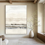 “Soft Gray - Beige Watercolor Wash” - Watercolor Painting On Canvas PT2054