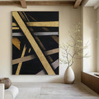 “Gold - Silver Abstract Cross” - Luxe Abstract Painting On Canvas PT1094