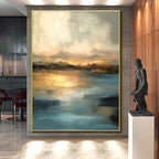Golden Sunset Reflections, "Eternal Dusk" – Abstract Landscape Painting On Canvas PS0910