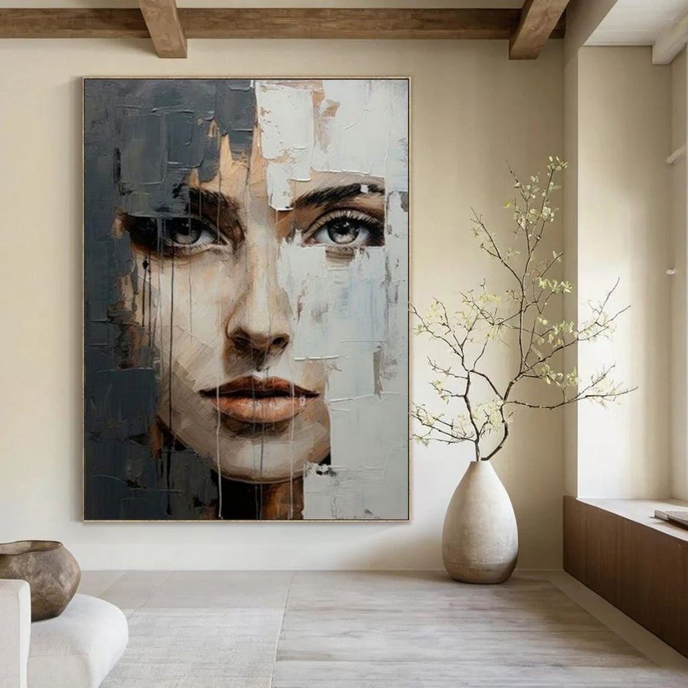 “Textured Abstract Face” - Mixed - Media Portrait On Canvas PT2190