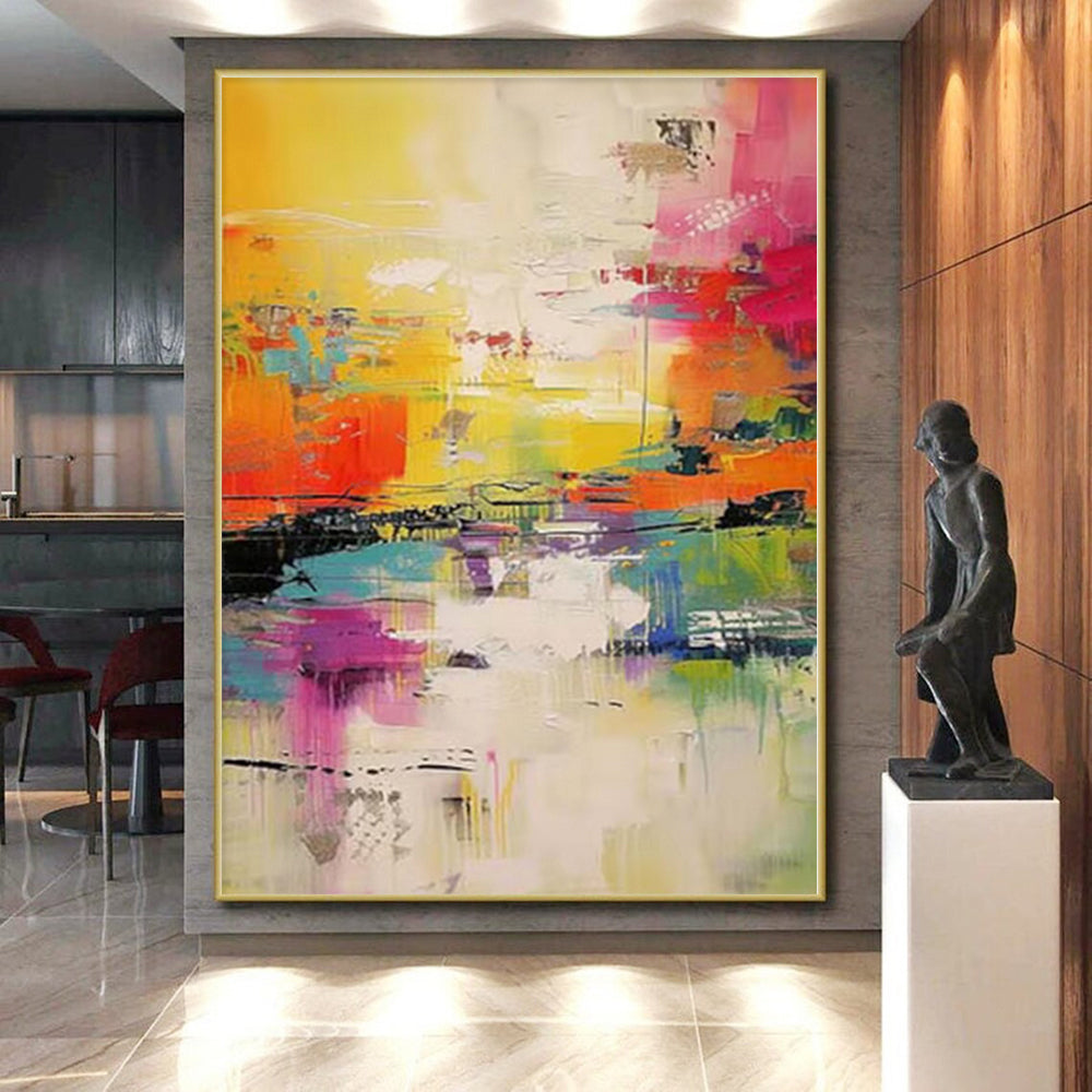 “Vibrant Abstract Landscape in Bright Colors” - Expressive Abstract Painting On Canvas PS0235