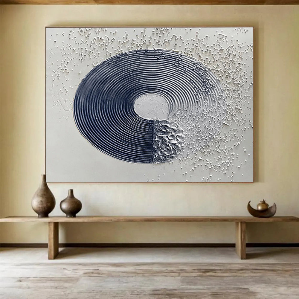 “Textured Circular Composition” Mixed - Media Abstract Artwork DKS211