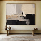 “Black - Beige Abstract Contrast” Abstract Painting On Canvas DKS241