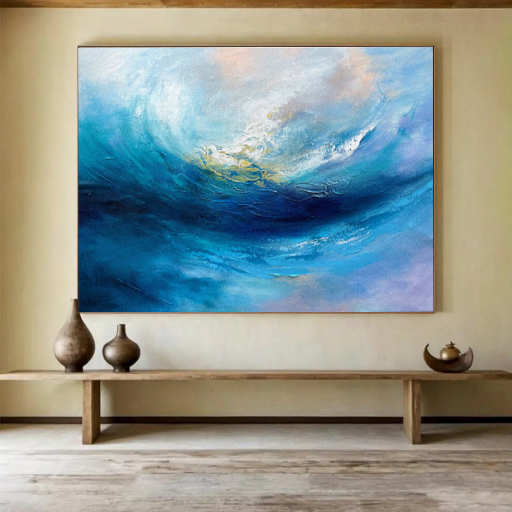 “Blue - Purple Ocean Wave” Abstract Painting On Canvas DKS281