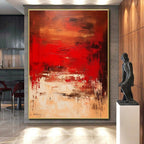 Scarlet Turbulence - Mainly Deep Red and Beige - Abstract Expressionism PS0776