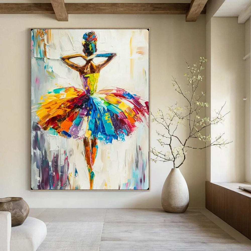 Colorful Ballerina, Impasto Figurative, Renoir - Inspired, Painting On Canvas PT2118