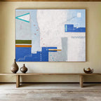 “Blue and White Geometric Abstract” - Abstract Painting on Canvas DKS571