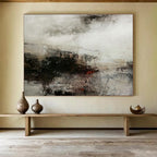 “Monochrome Mist & Faint Forms” - Abstract Landscape - Inspired Painting On Canvas PT1676