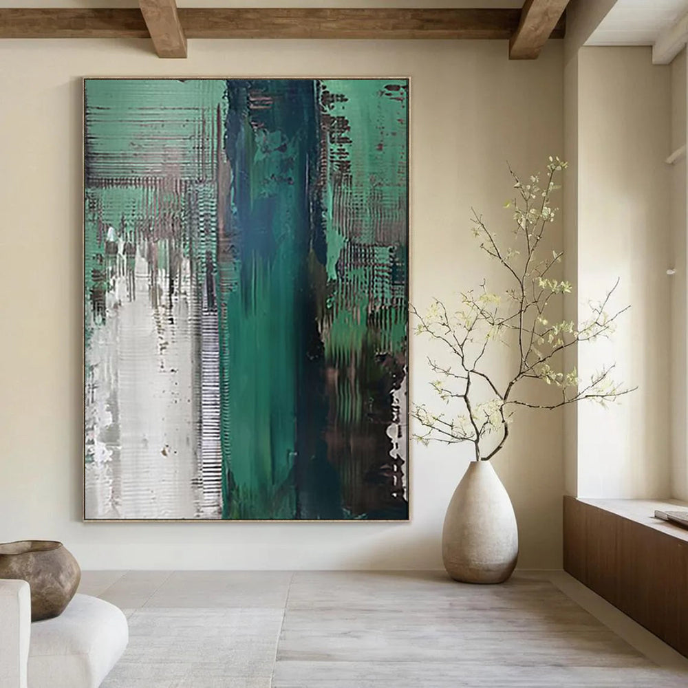 “Teal - Green Abstract Layers” - Abstract Painting On Canvas PT2021
