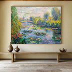 “Classic Water - Lily Pond” - Impressionistic Garden Painting On Canvas PT197