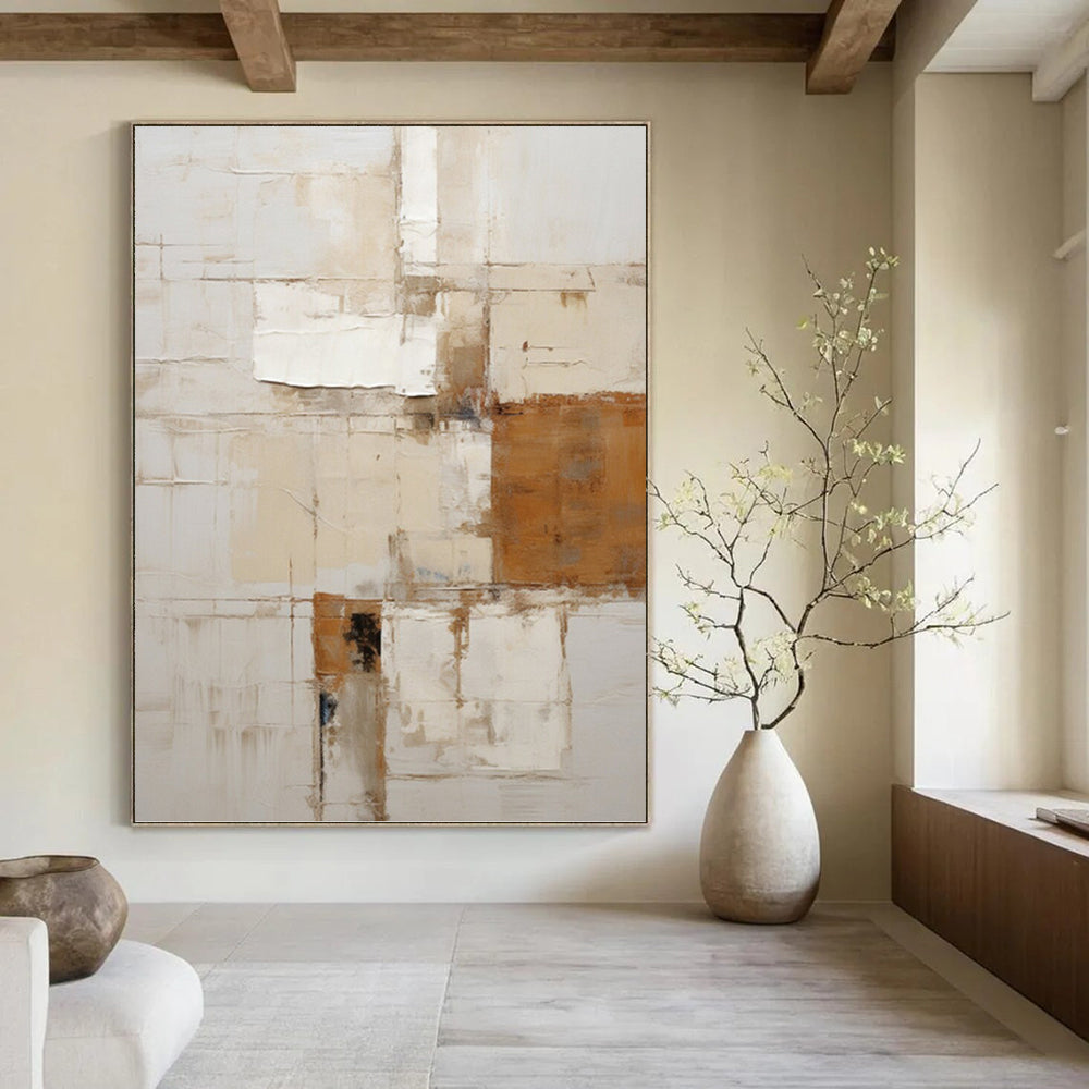 “Neutral Textured Abstract” - Minimalist Abstract Painting On Canvas PT1317