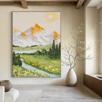 “Idyllic Mountain Landscape” - Impressionistic Landscape Painting On Canvas PT1037
