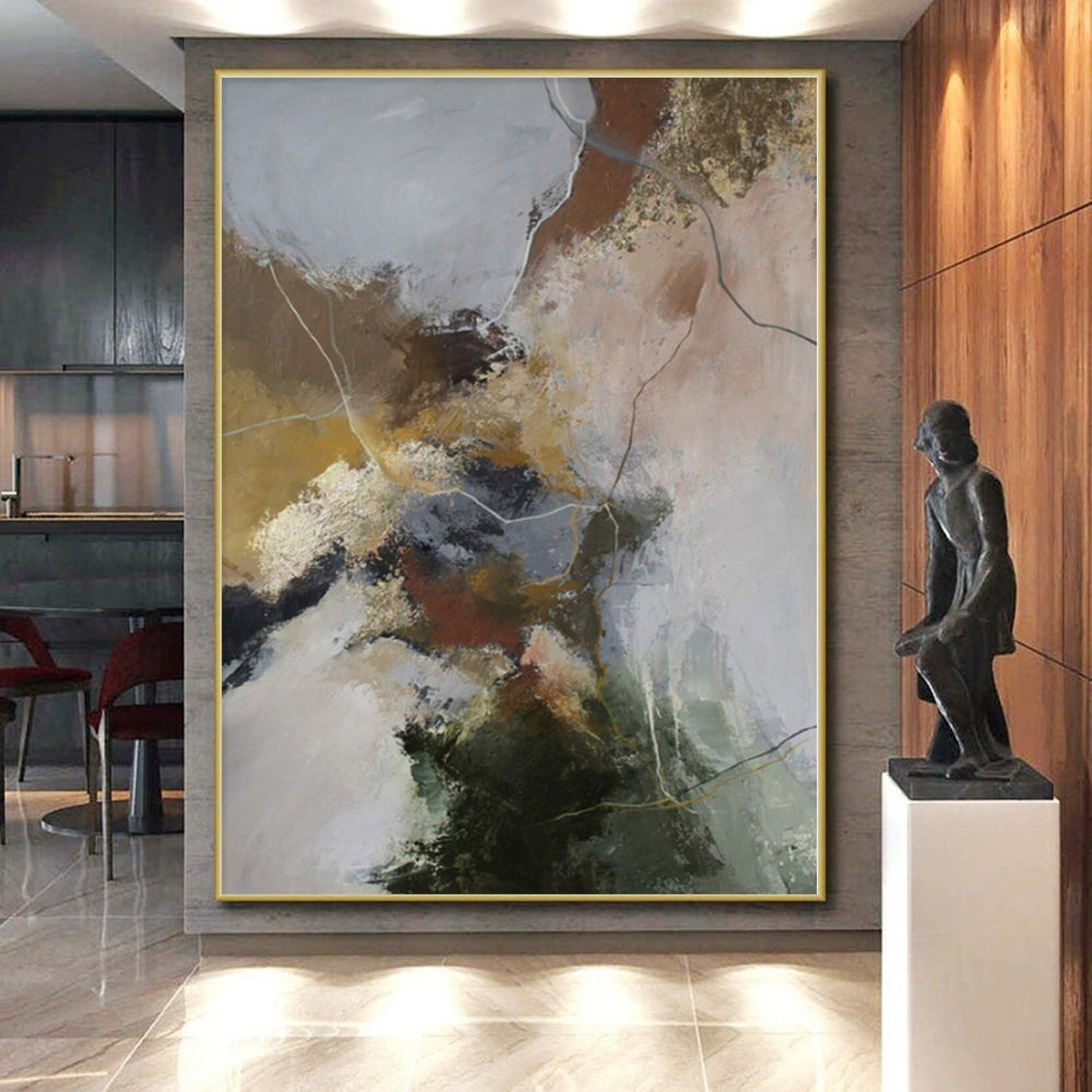 “Earth - Toned Abstract with Subtle Lines” - Textured Abstract Painting On Canvas PS0254