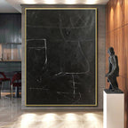 “Black - White Minimalist Lines” - Black, White Abstract Painting On Canvas PS0460