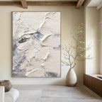 “White - Blue Textured Abstract” - Textured Abstract Painting On Canvas PT1258
