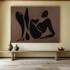 “Brown Silhouette Figures” - Black & Brown Figurative, Modernist Oil Painting On Canvas DKS743