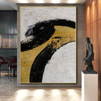 “Bold Black and Gold Abstract” - Modern Abstract Painting On Canvas PS0039
