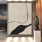 “Minimalist Black - White Curved Abstract” - Minimalist Abstract Painting On Canvas PS0264