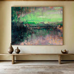 “Green - hued Bridge Abstract” - Nature - inspired Landscape Painting On Canvas DKS395