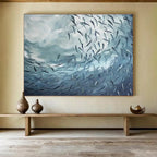 “School of Fish in Blue” - Impressionistic Oil Painting On Canvas DKS792