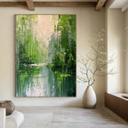 “Green - Blue Forest Reflection” - Impressionistic Landscape Painting On Canvas DS002